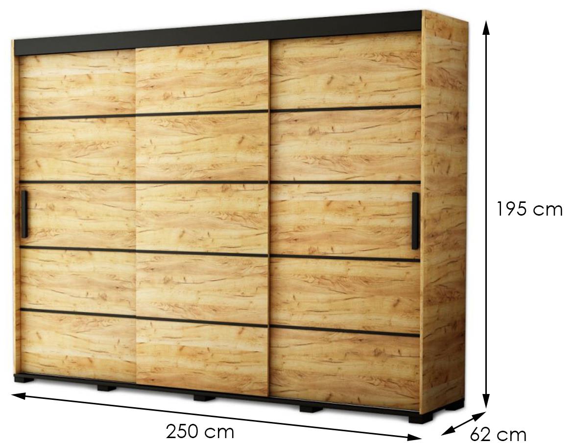 Bergamo ormar 3 vrata 250x62x195 natur (artisan hrast)