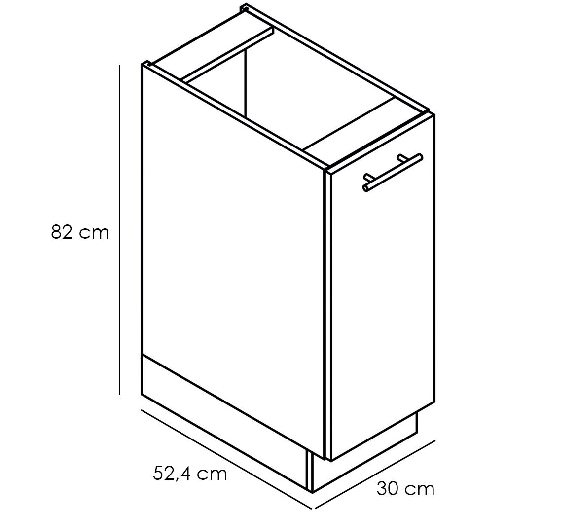 Bono kuhinjski element 1 vrata 30x52x82 hrast/beli