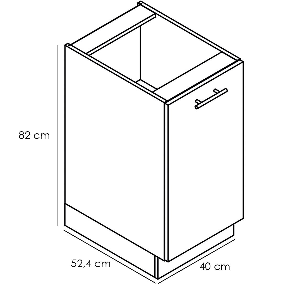 Bono kuhinjski element 1 vrata 40x52,4x82 hrast/beli