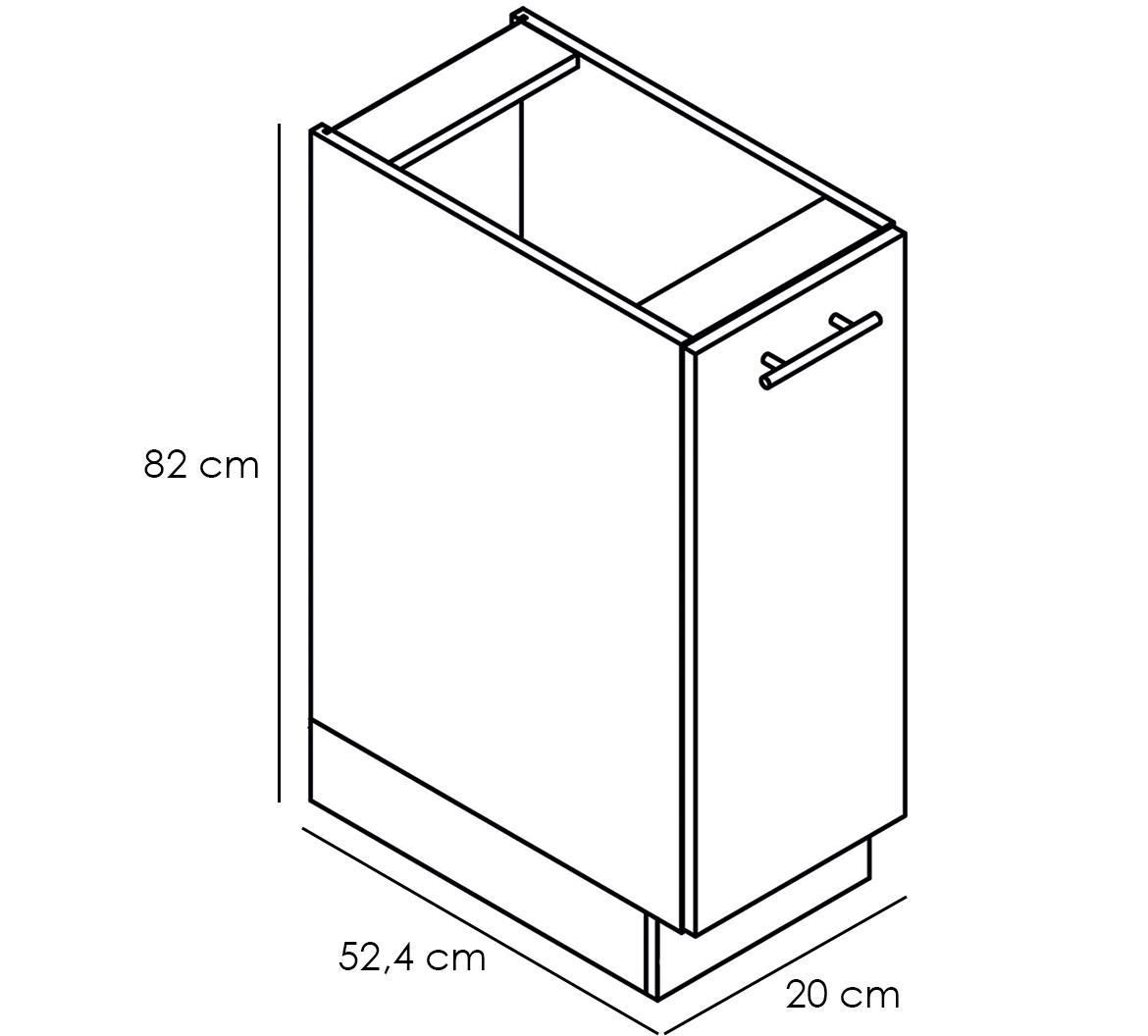 Bono kuhinjski element 1 vrata 30x52,4x82 hrast/beli