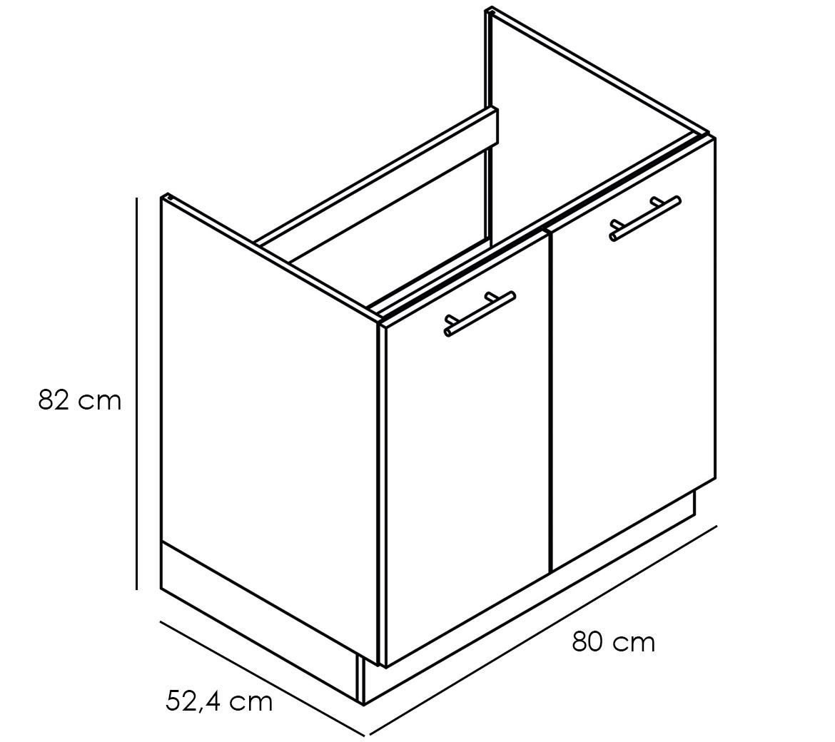 Bono kuhinjski element 2 vrata 80x52,4x82 hrast/beli