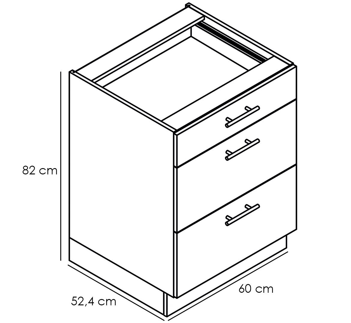 Adele kuhinjski element 3 fioke 60x52,4x82 bež/beli