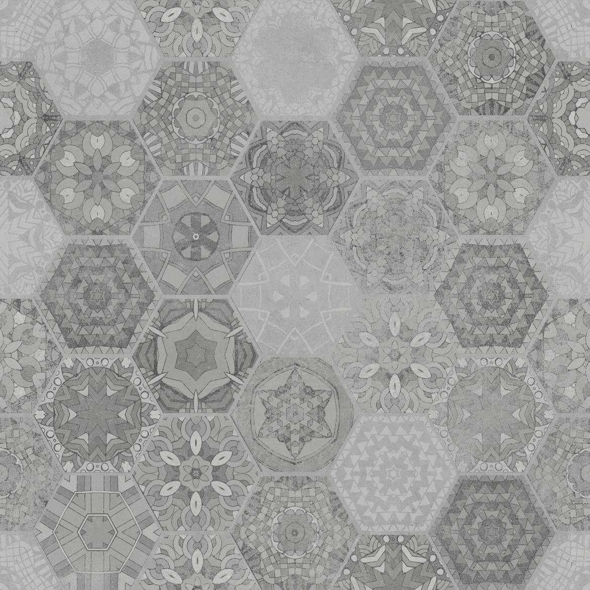 Porcelanske plocice Gres Patchwork Hexagon Grey 60/60