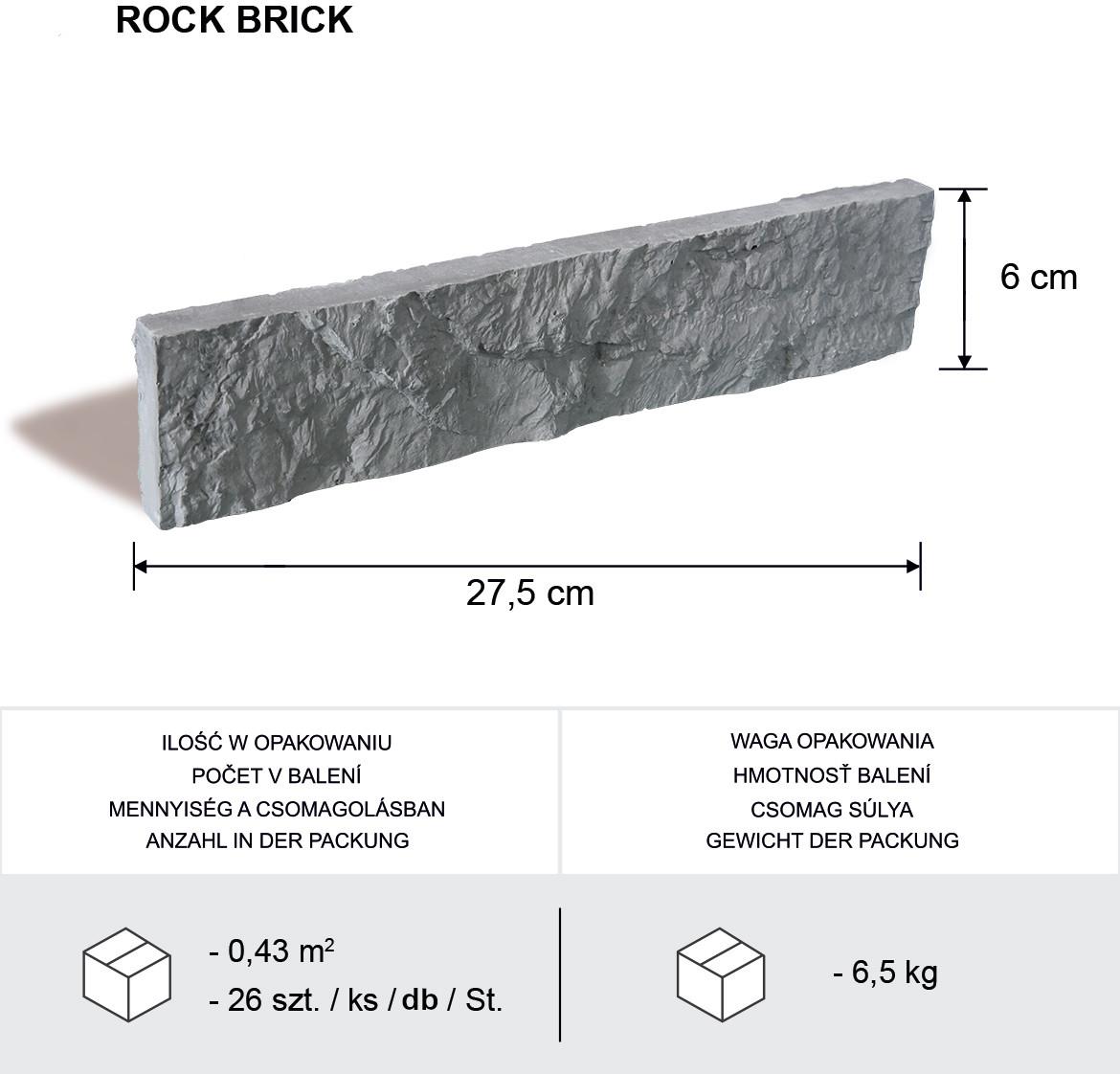 Gipsani kamen Rock Brick Gray