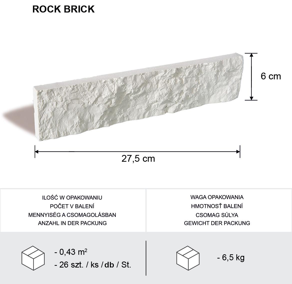 Gipsani kamen Rock Brick Off White