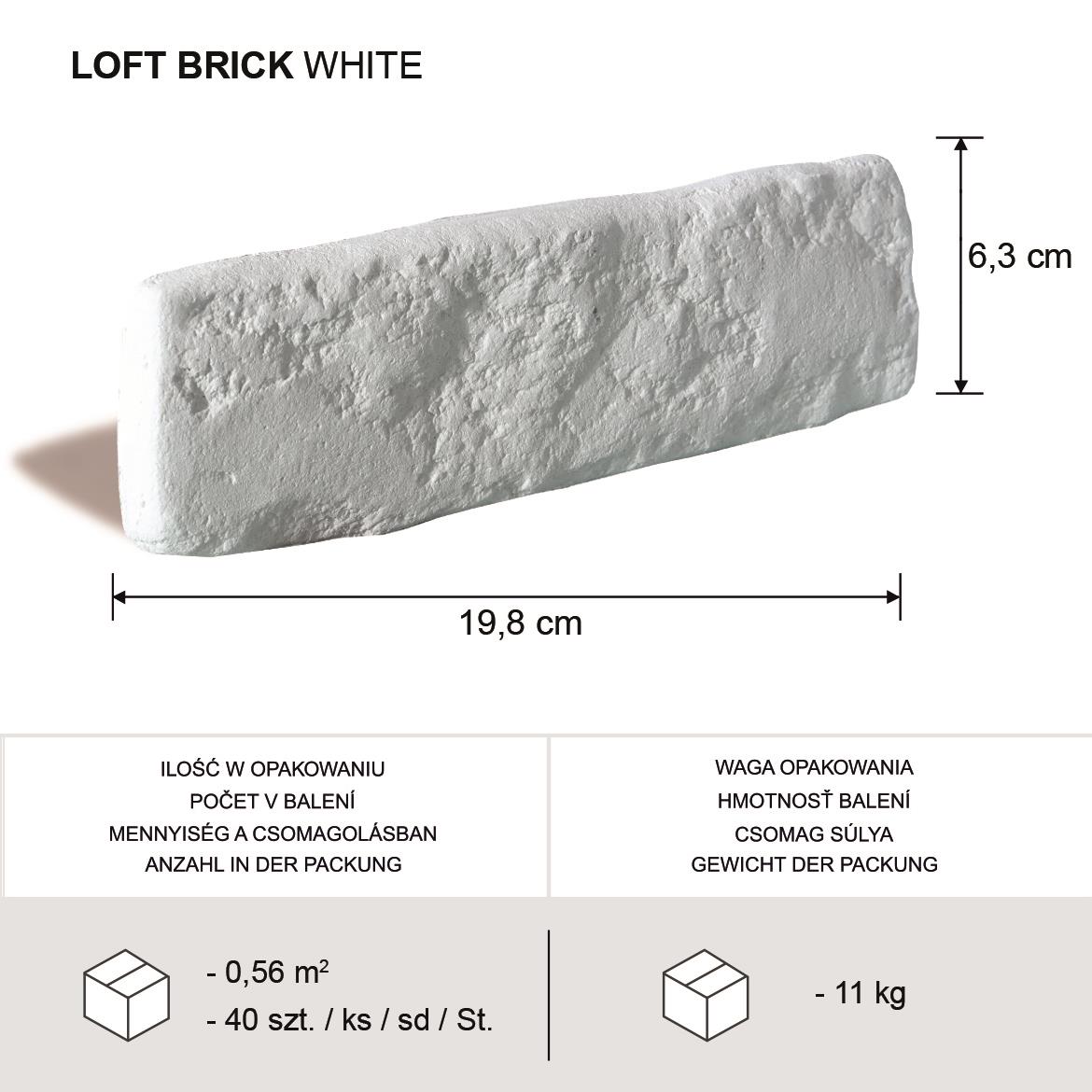 Betonski kamen Loft Brick White