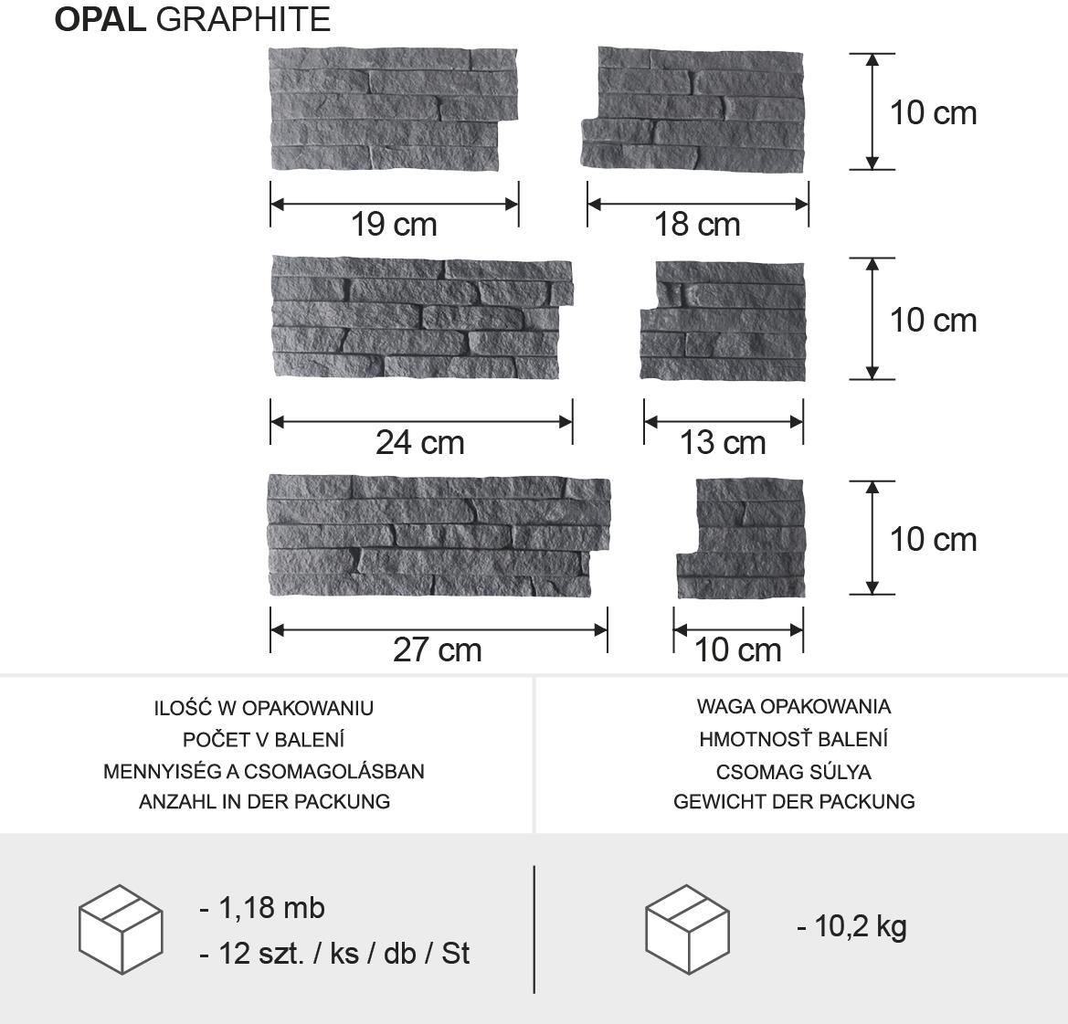 Betonski kameni kut Opal Graphite