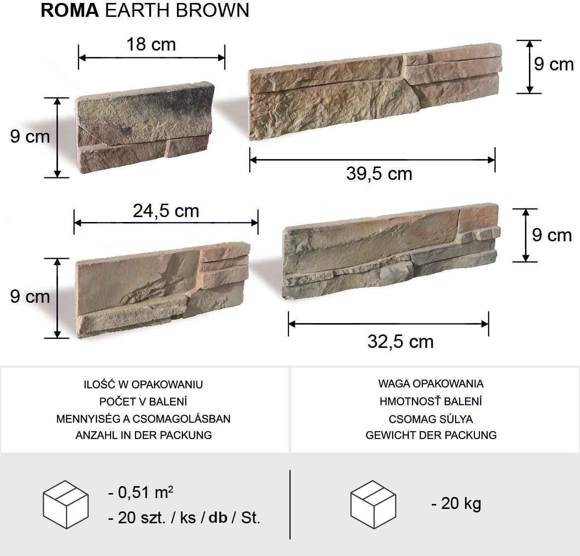 Betonski kamen Roma Earth Brown