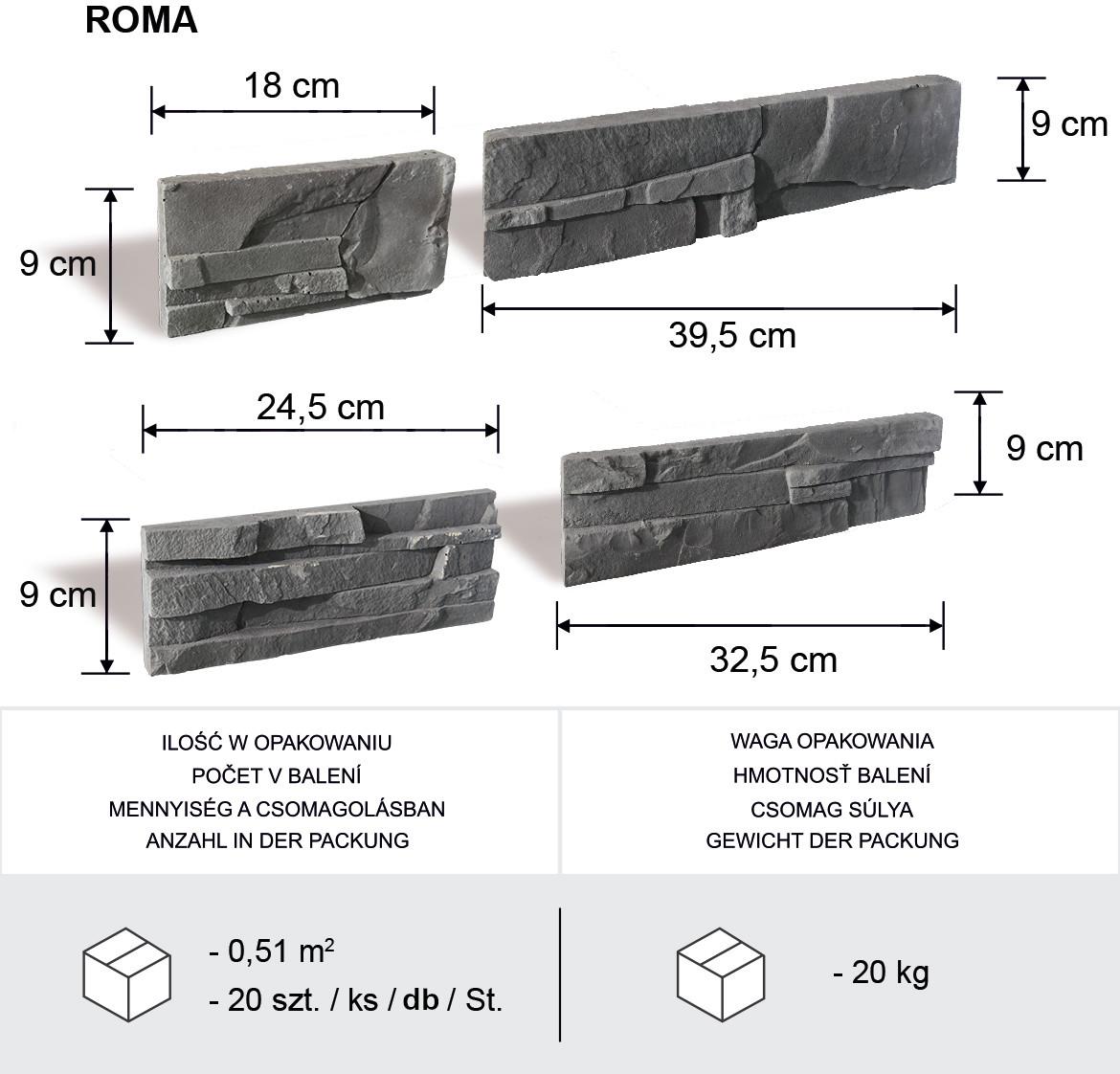 Betonski kamen Roma Graphite