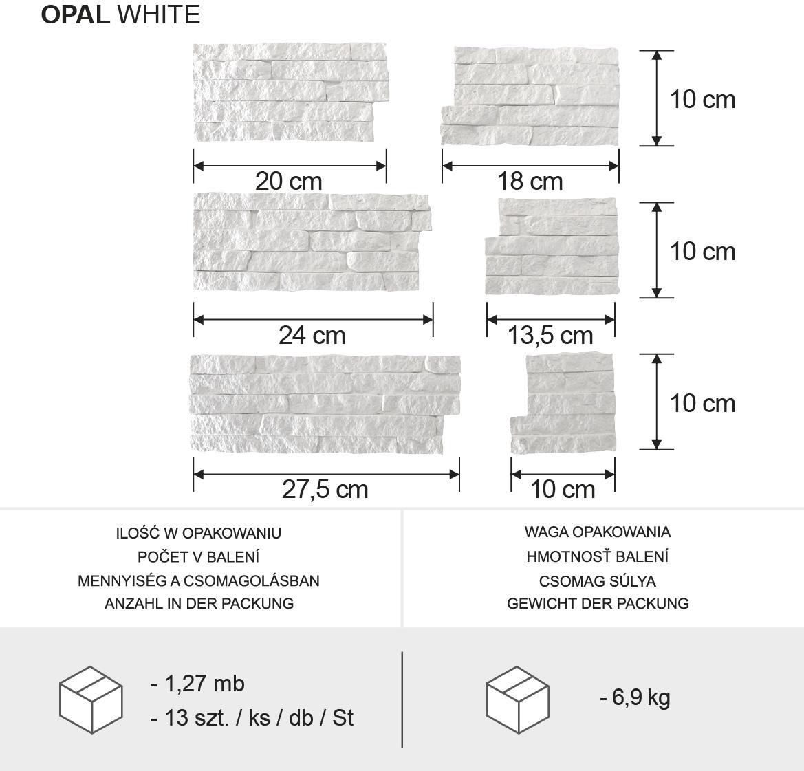 Gipsani kameni kut Opal bijeli