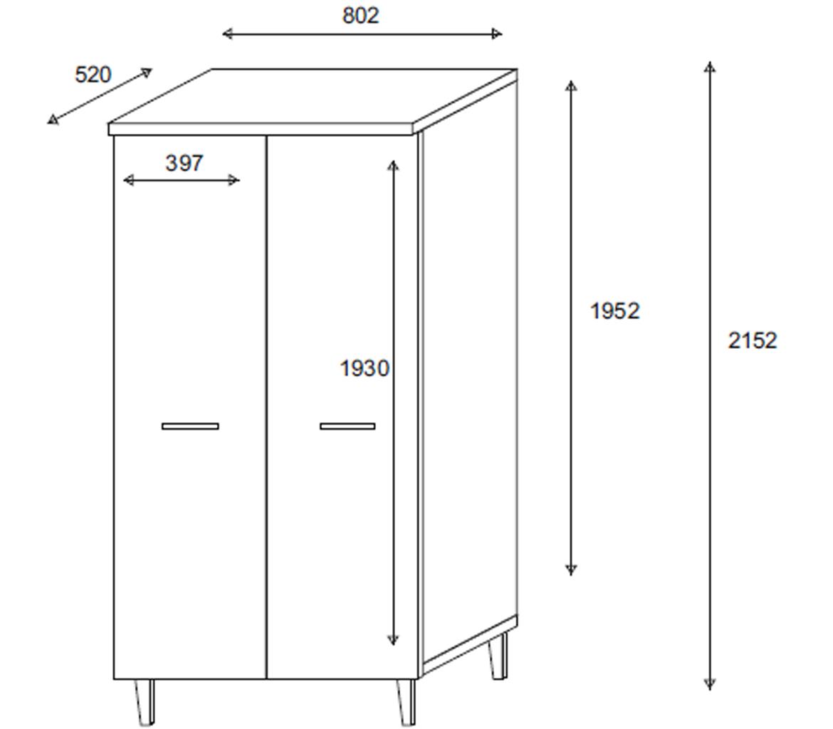 Dita ormar 2 vrata 80,2x52x215,2 beli/natur