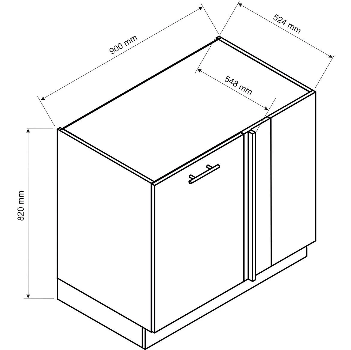 Zoya kutni kuhinjski element 1 vrata 90x56x82 sivo/bijeli