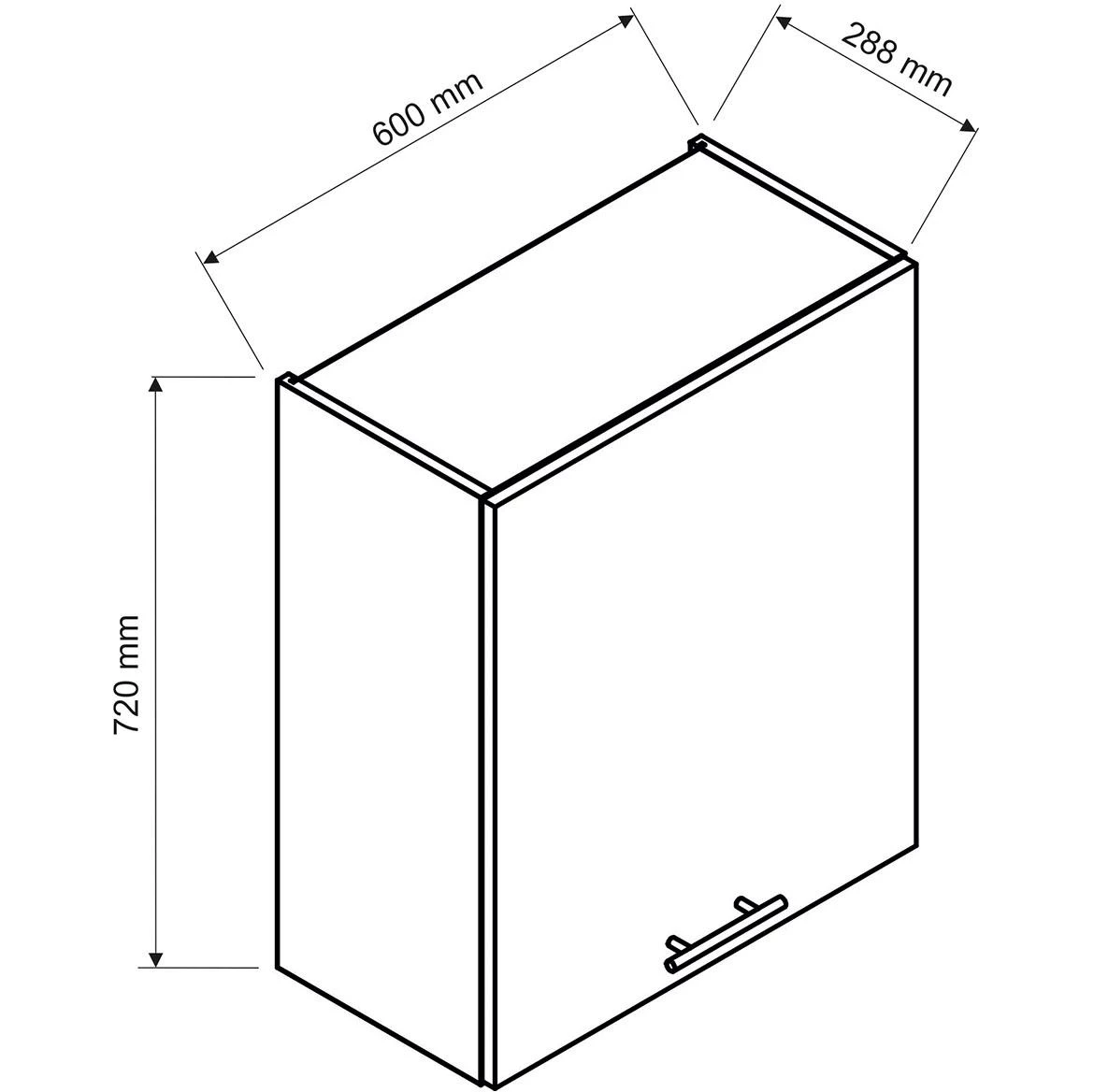 Oscar kuhinjski element 1 vrata 60x30x72 mat bijeli/bijeli visoki sjaj