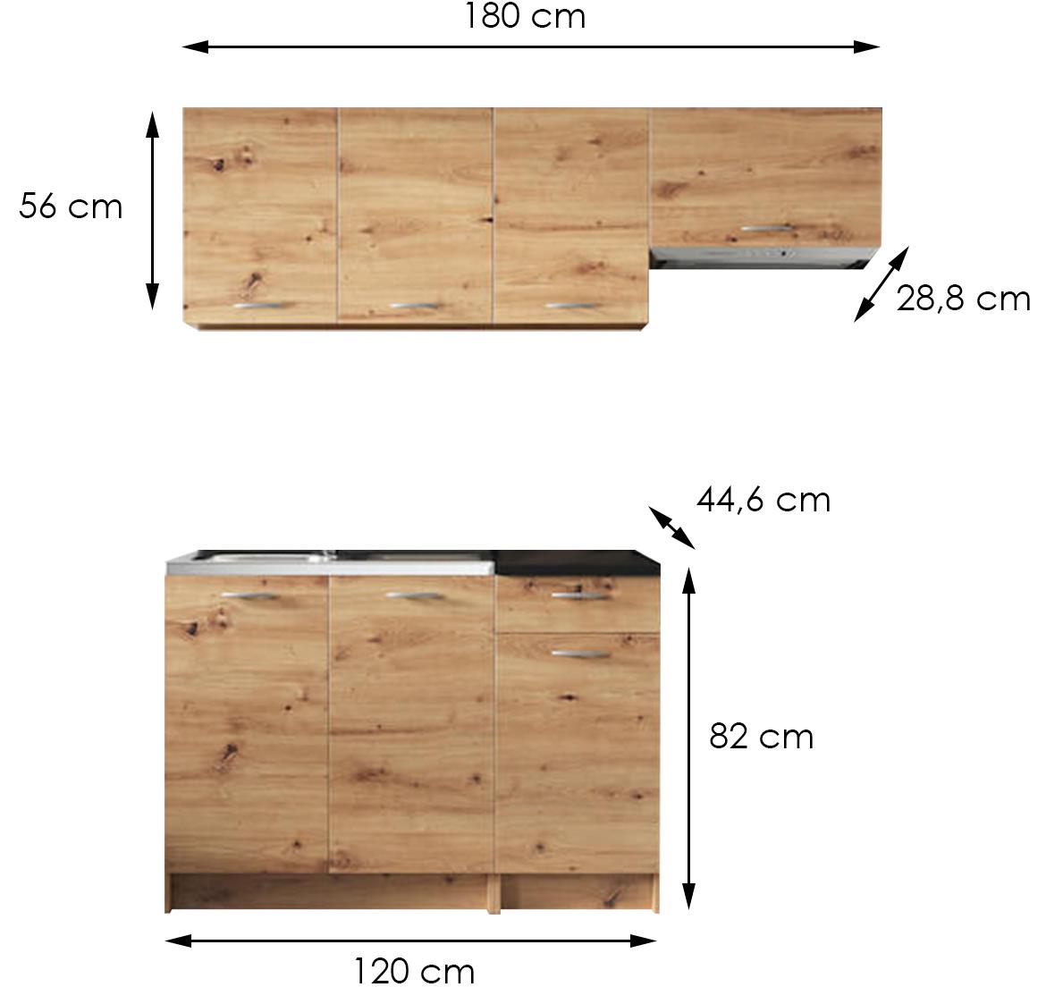 Mela blok kuhinja 180x44,6x200 natur (artisan hrast)