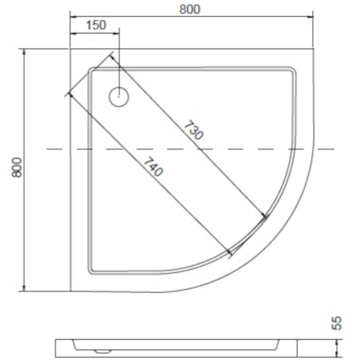 Tuš kada Aron Slimline 80/80/3