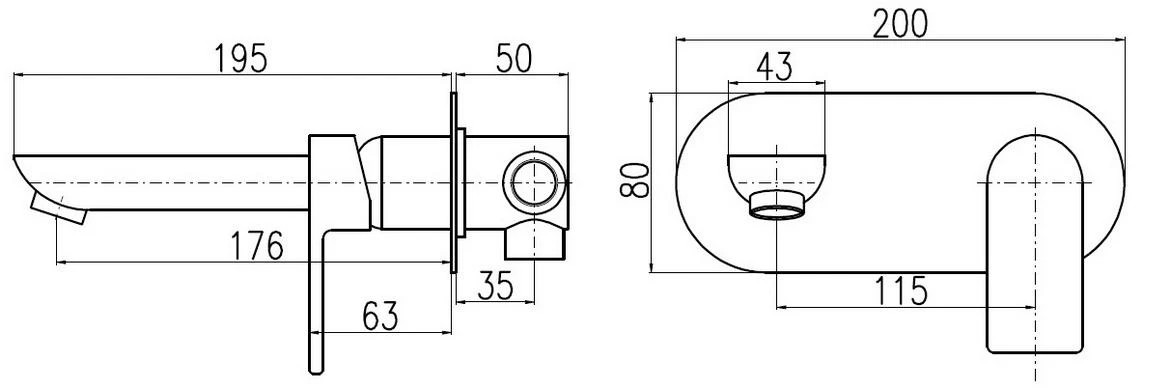 VT435CMATZ VLTAVA BATERIJA ZA SKRIVLJENO Umivaonik CRNA /