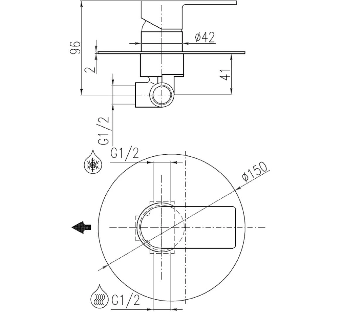 VT483LCMATC VLTAVA UGRADNA MJEŠALICA ZA TUŠ CRNA