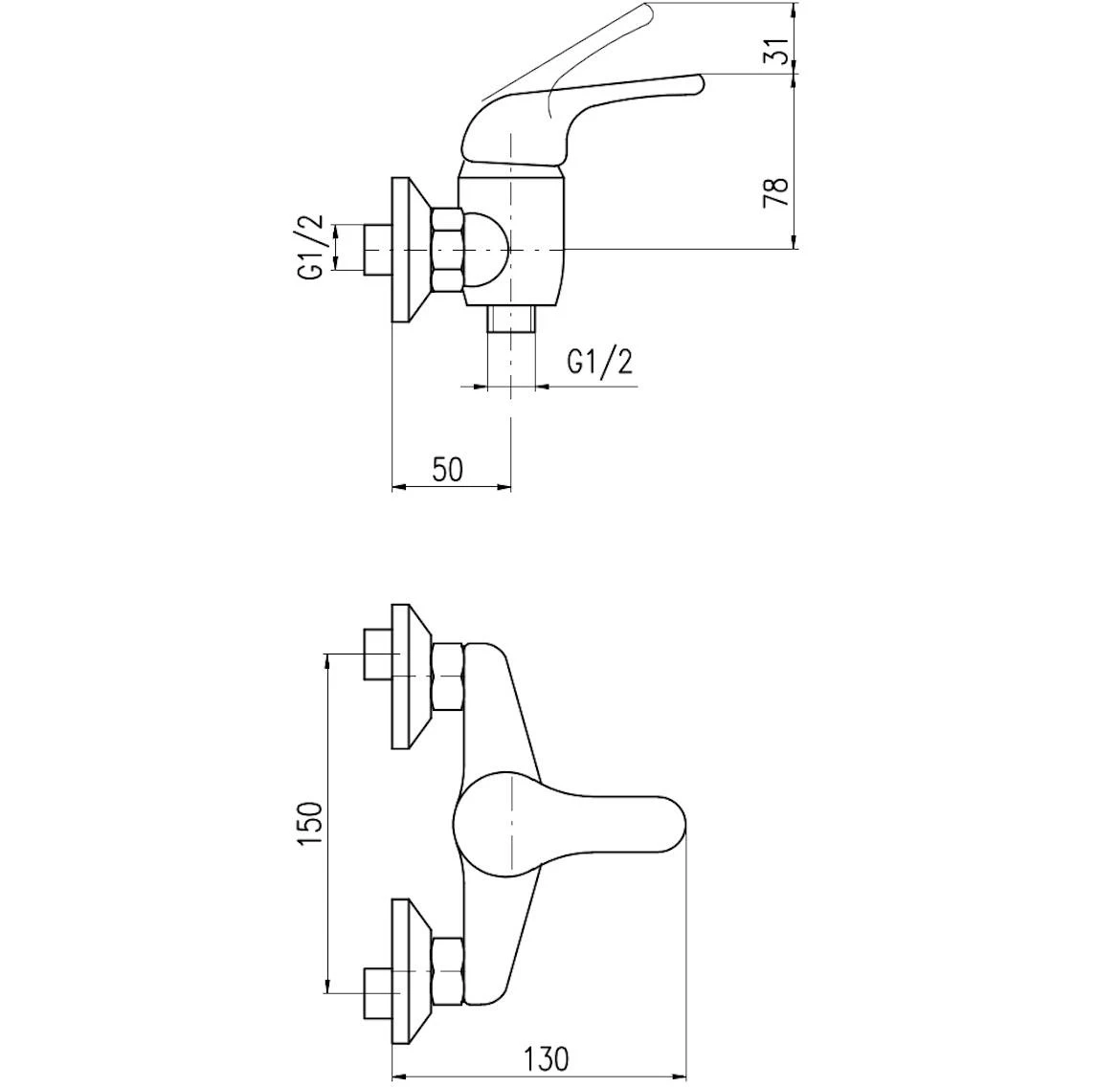 Zidna miješalica za tuš Sazava SA080.5
