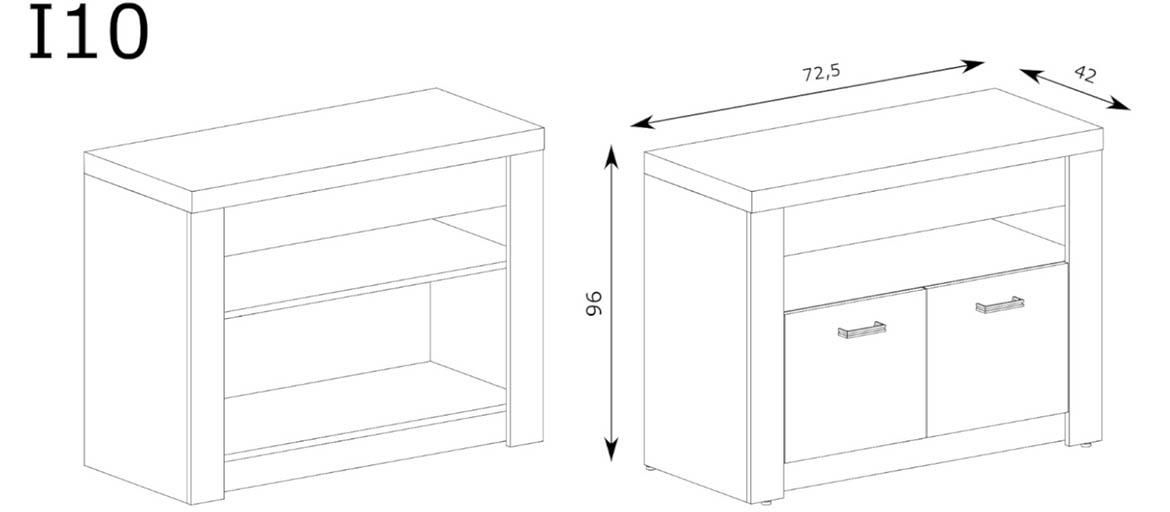 Indianapolis TV komoda 2 vrata+1 otvor 96x42x72,5 tamni hrast