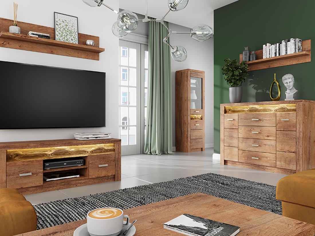 Indianapolis TV komoda 2 vrata+1 otvor 96x42x72,5 tamni hrast