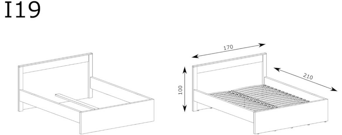 Krevet 160+ Stel. Indianapolis I19 Light Ash