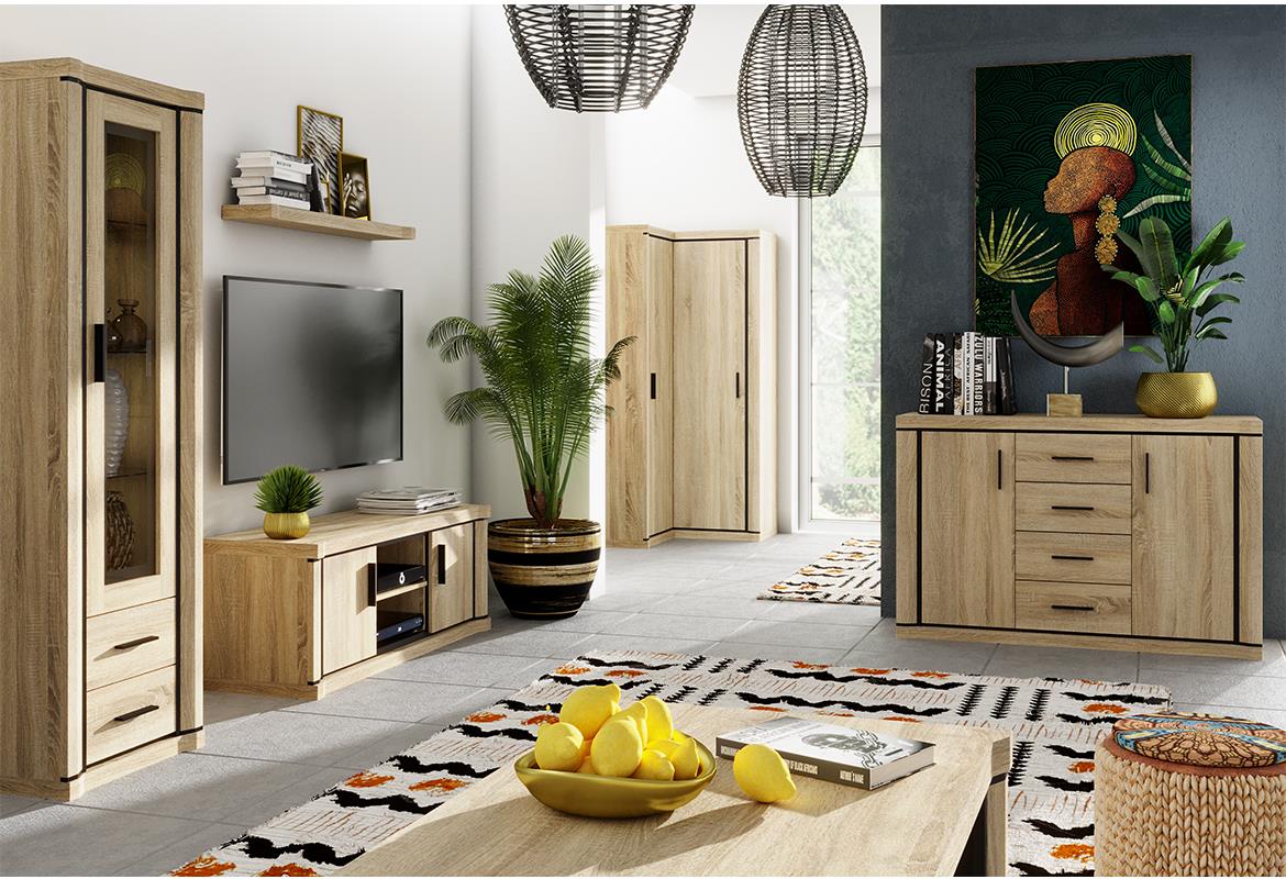 Dallas komoda 1 vrata+4 fioke 117x43,5x91 natur (sonoma hrast)