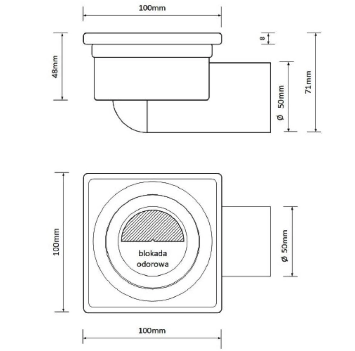 Podni odvod Axus mat 10x10 rotirajuci 360 FI50 11315