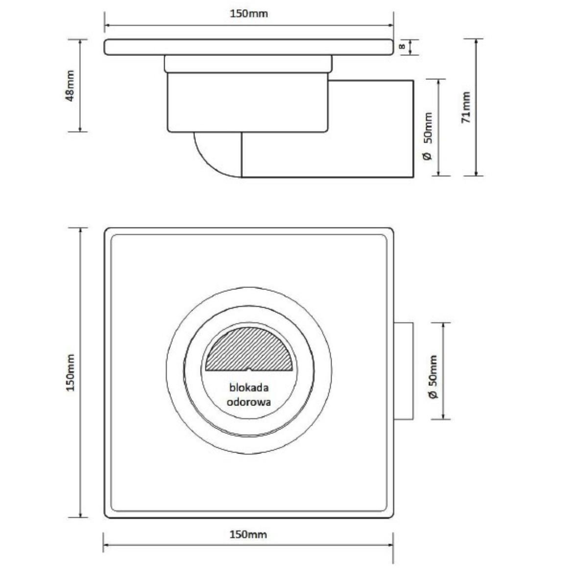 Podni odvod Axus mat 15x15 rotirajuci 360 FI50 11312