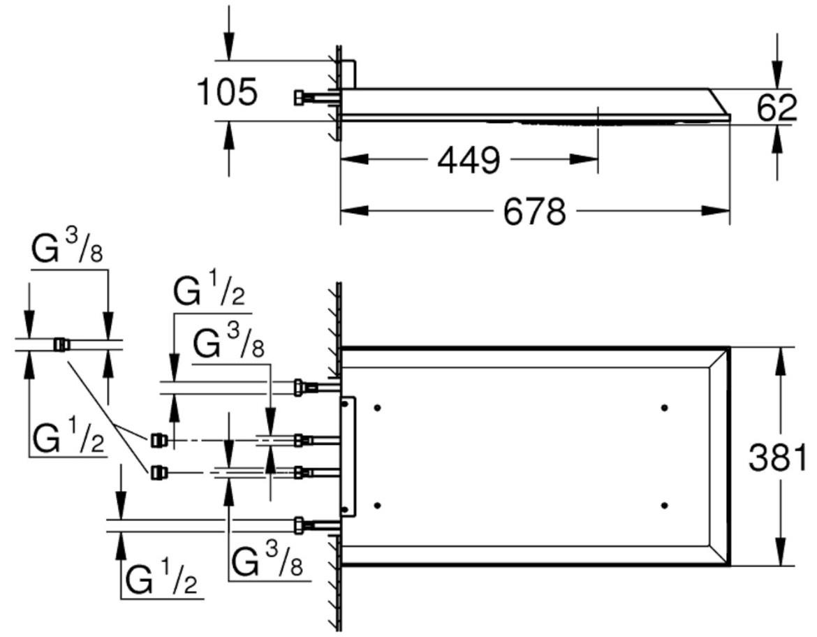 Stropna glava tuša 3 mlaza RainshowerF-series 27,3x47cm