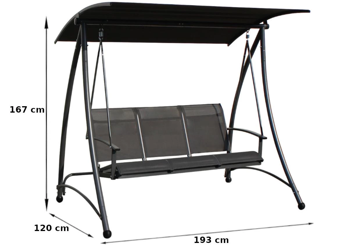 Hustawka vrtna ljuljacka 193x120x167 cm siva