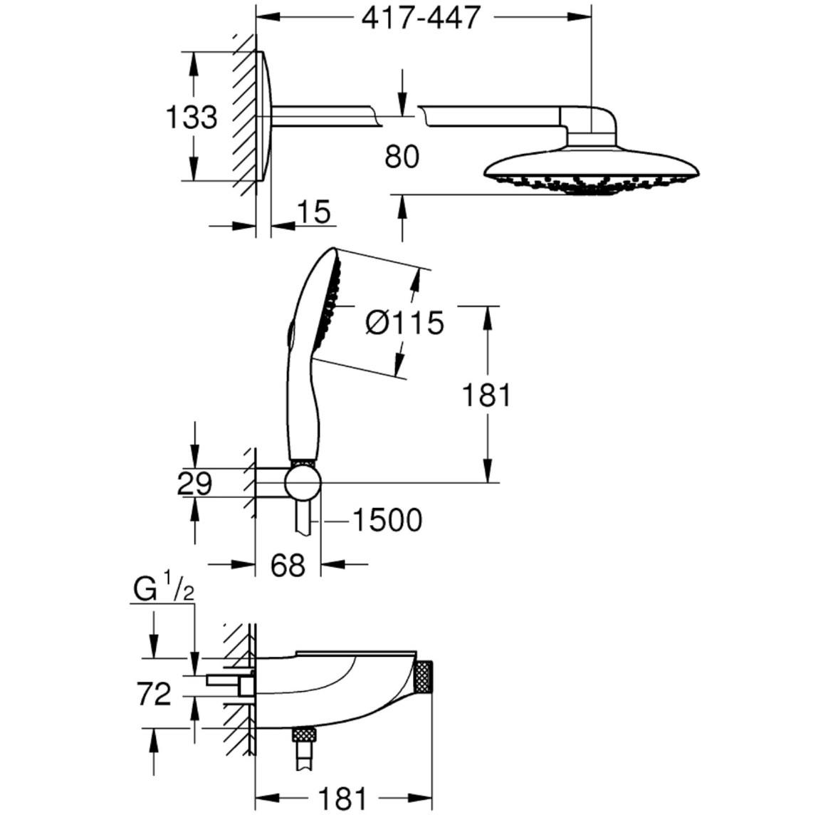 Grohe Rainshower Smart Control 26443000 kombinirani tuš set s termostatom / ugradbeni