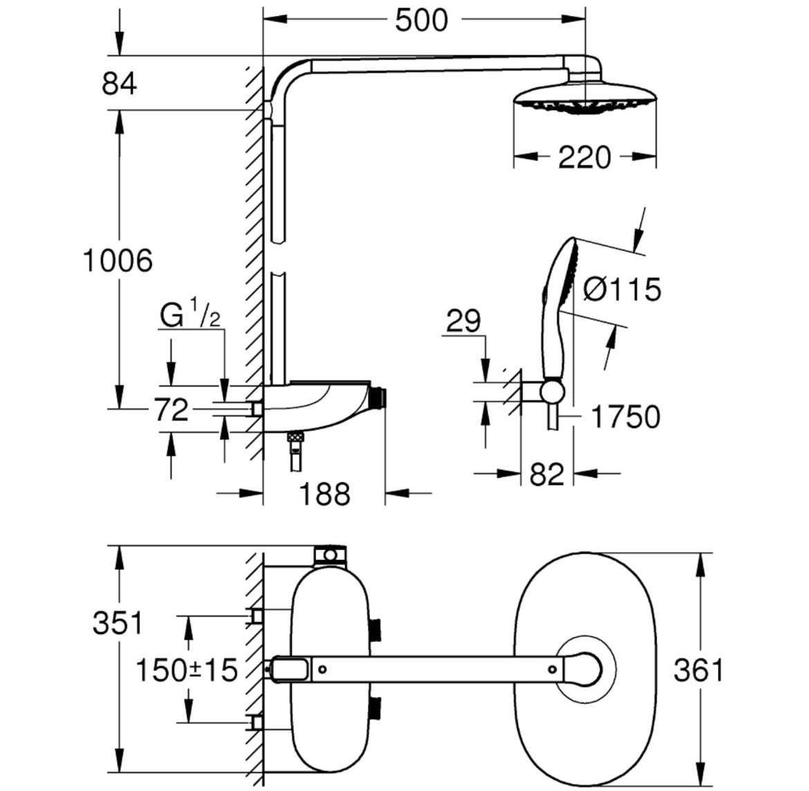 Grohe Rainshower Smartactive 26250LS0 tuš set s termostatom