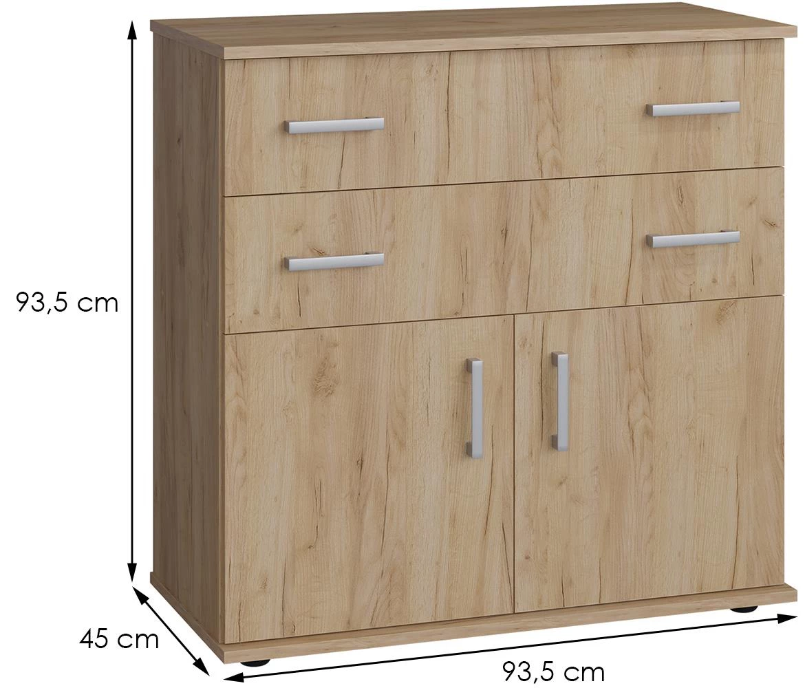 Yellow komoda 2 vrata+2 fioke 93,5x45x93,5 natur