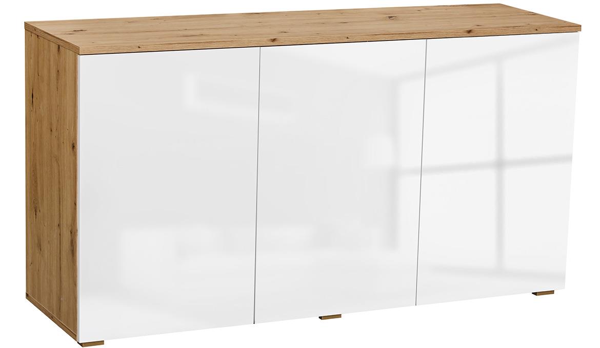 Como komoda 3 vrata 138x42x75 zlatni hrast/bela