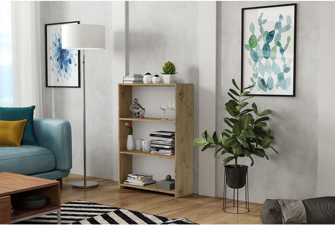 Zoe polica 3 otvora 80x30x110 natur (artisan hrast)