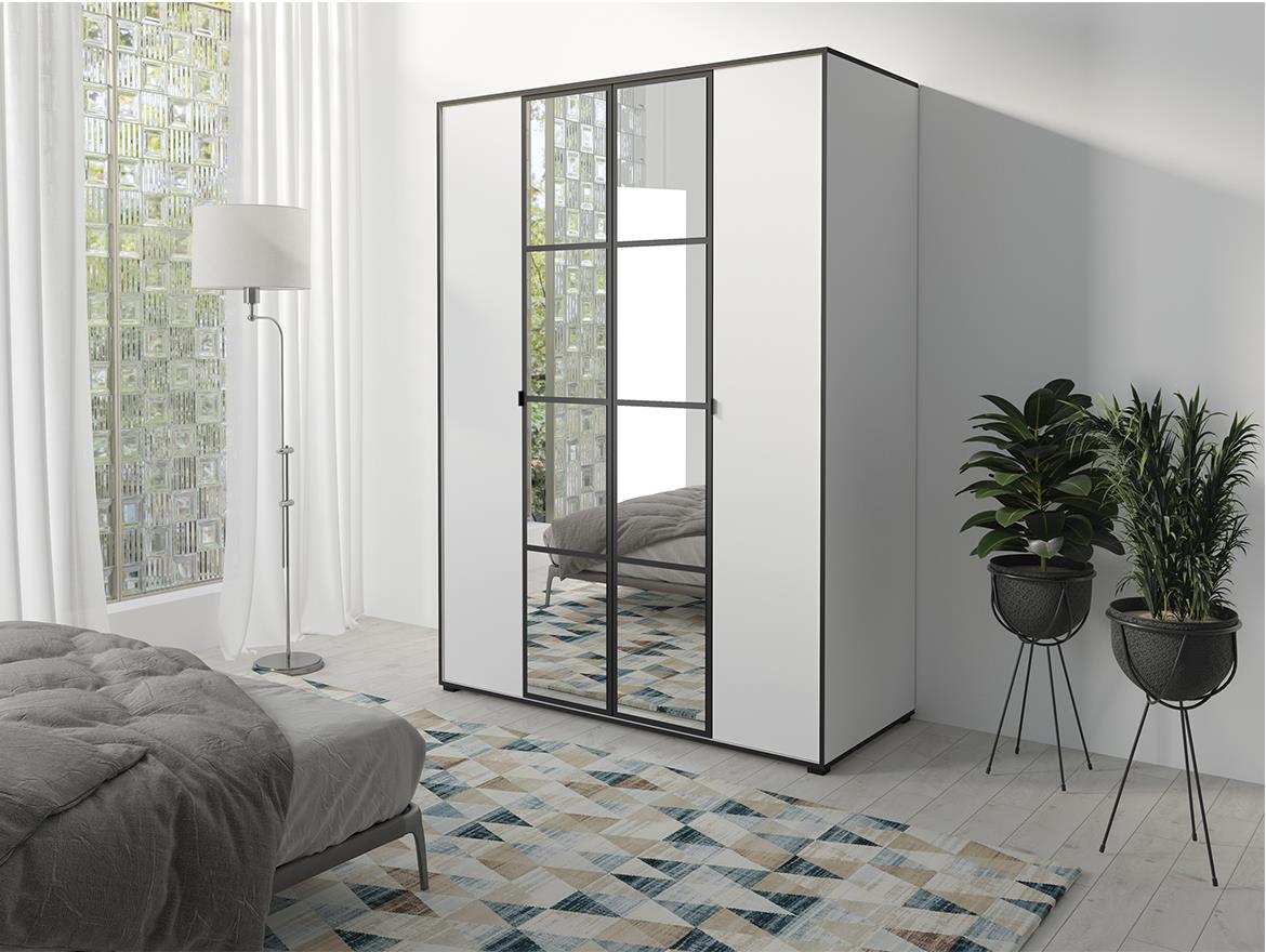 Oslo ormar 4 vrata 150x65x206 bijelo/crni