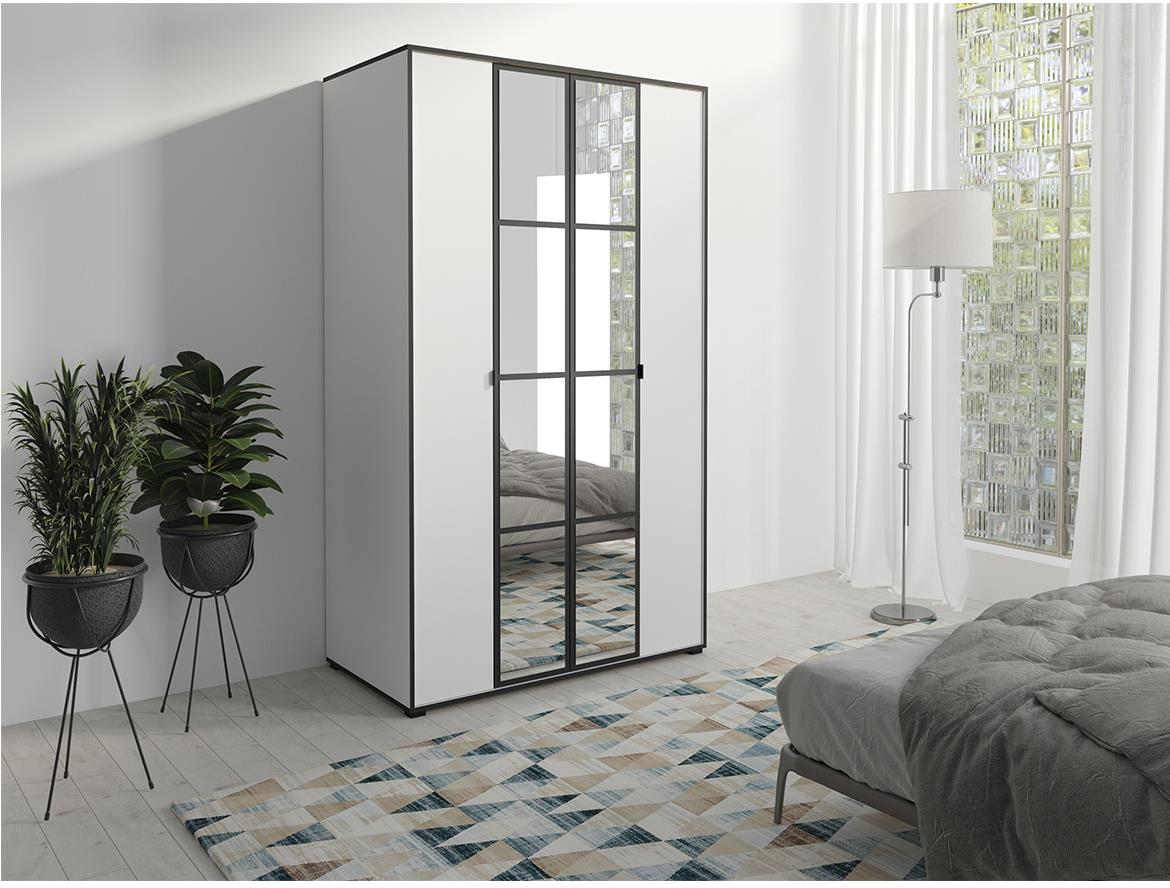 Oslo ormar 4 vrata 120x65x206 bijelo/crni