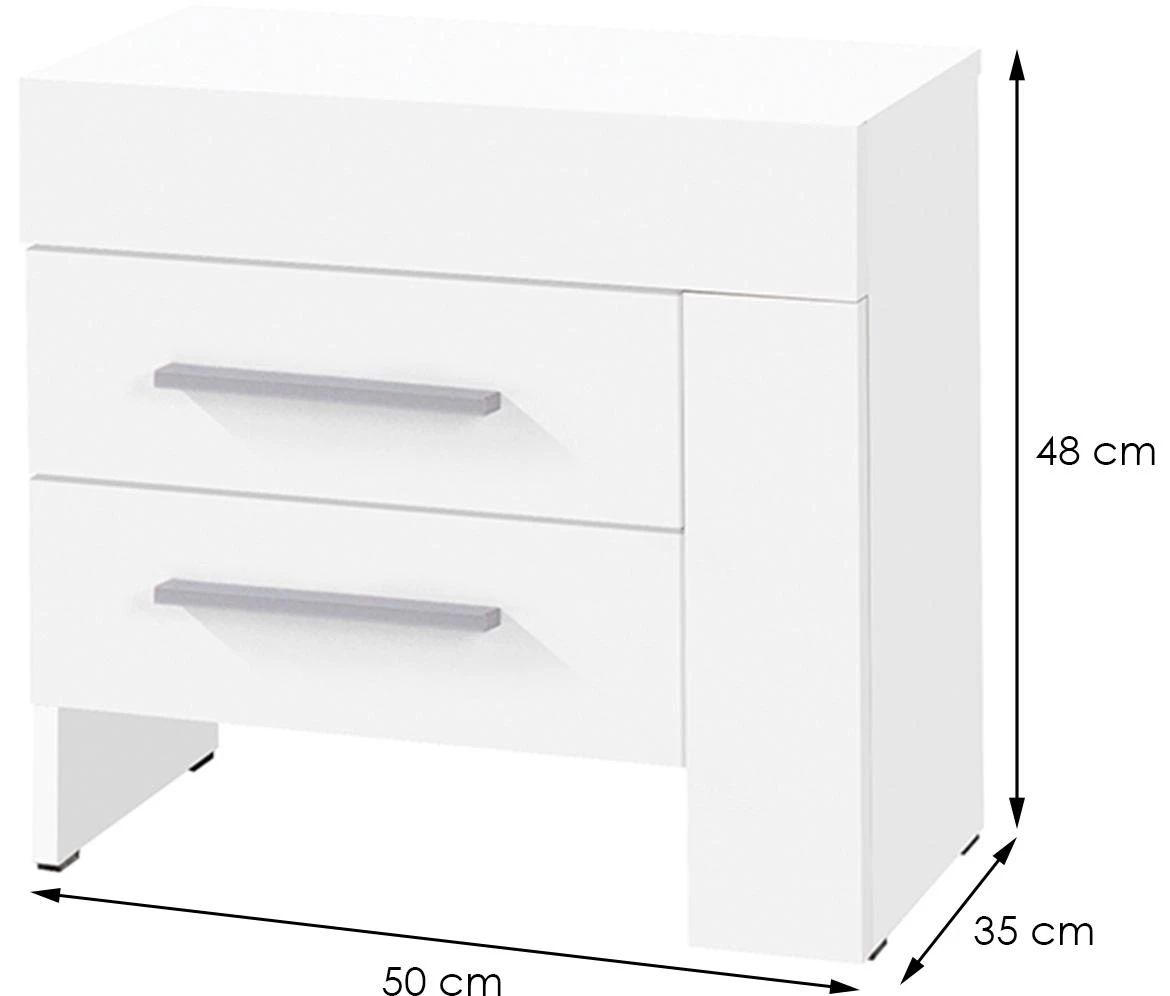 Cezar nocni ormaric 2 fioke 50x35x48 desni beli