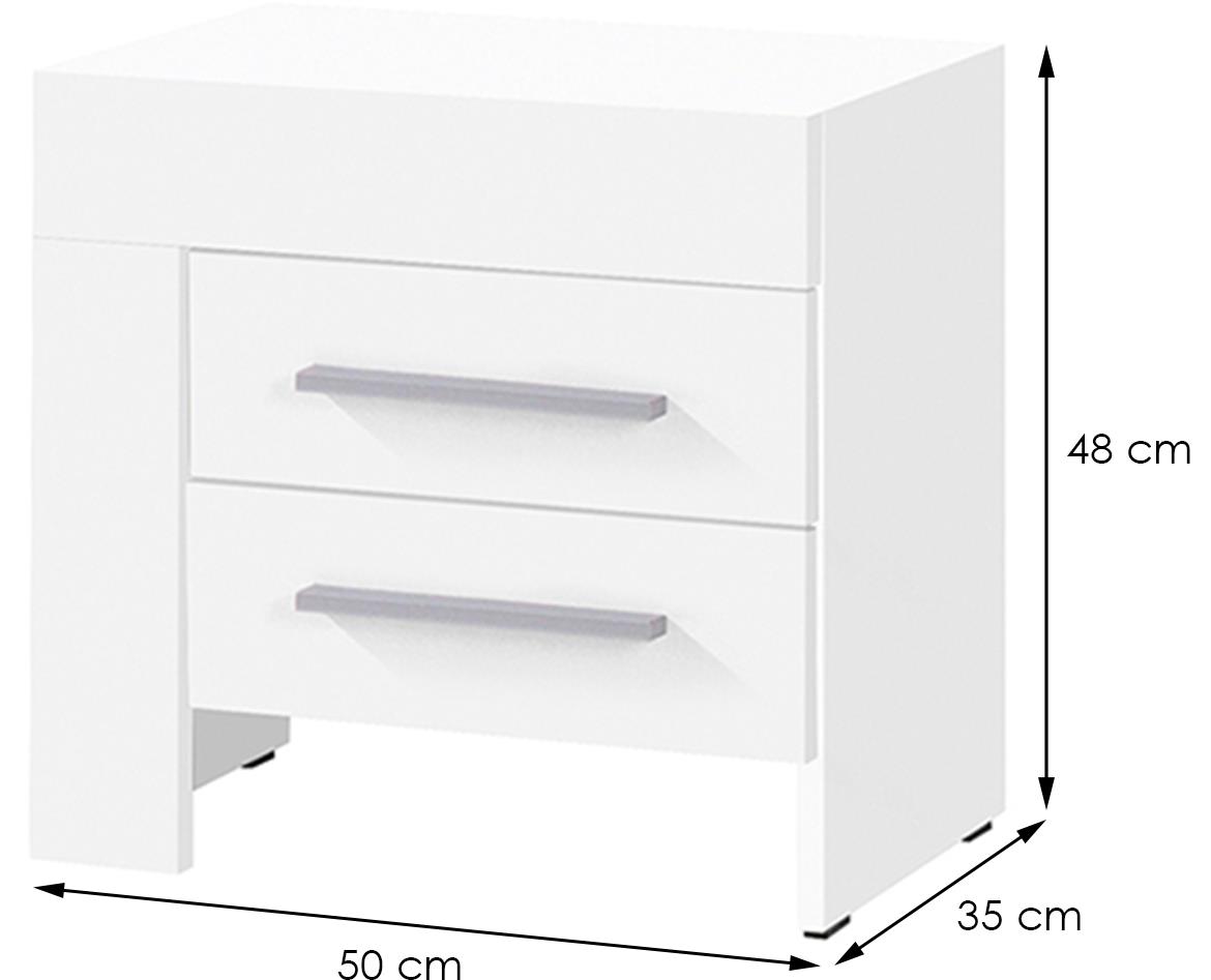 Cezar nocni ormaric 2 fioke 50x35x48 levi beli