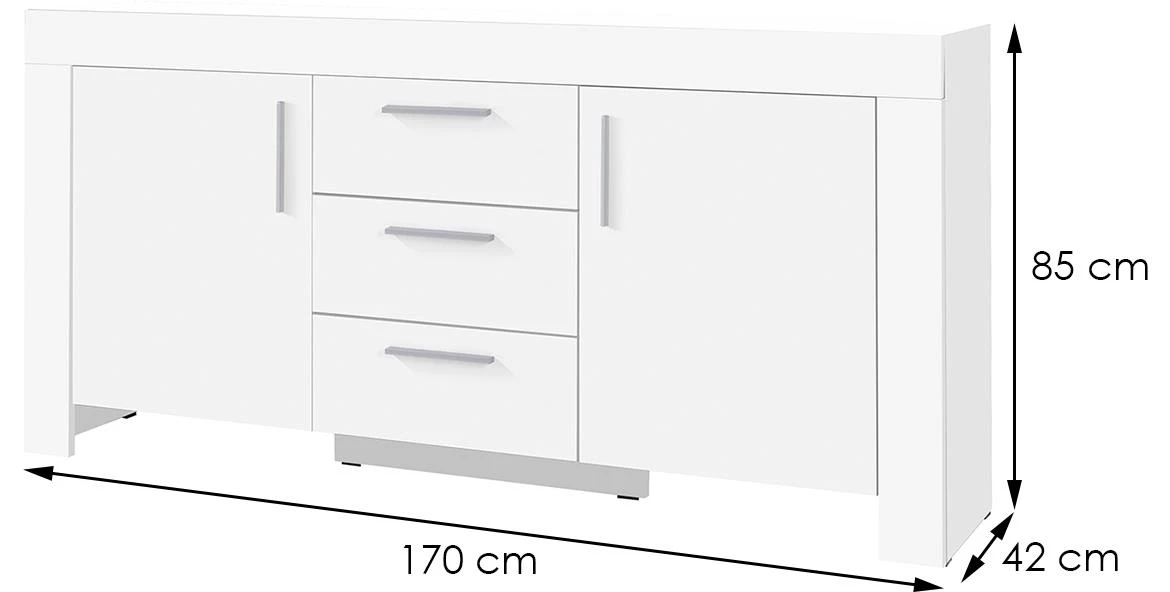 Cezar komoda 2 vrata+3 fioke 170x42x85 bela