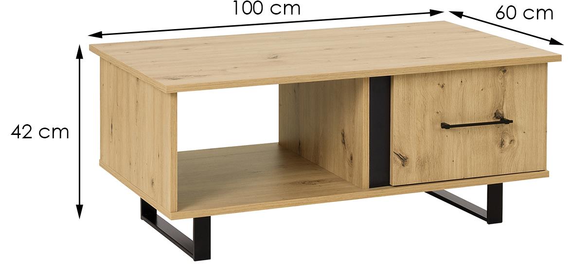 Francis klub sto 1 fioka+1 otvor 100x60x42 natur (artisan hrast)