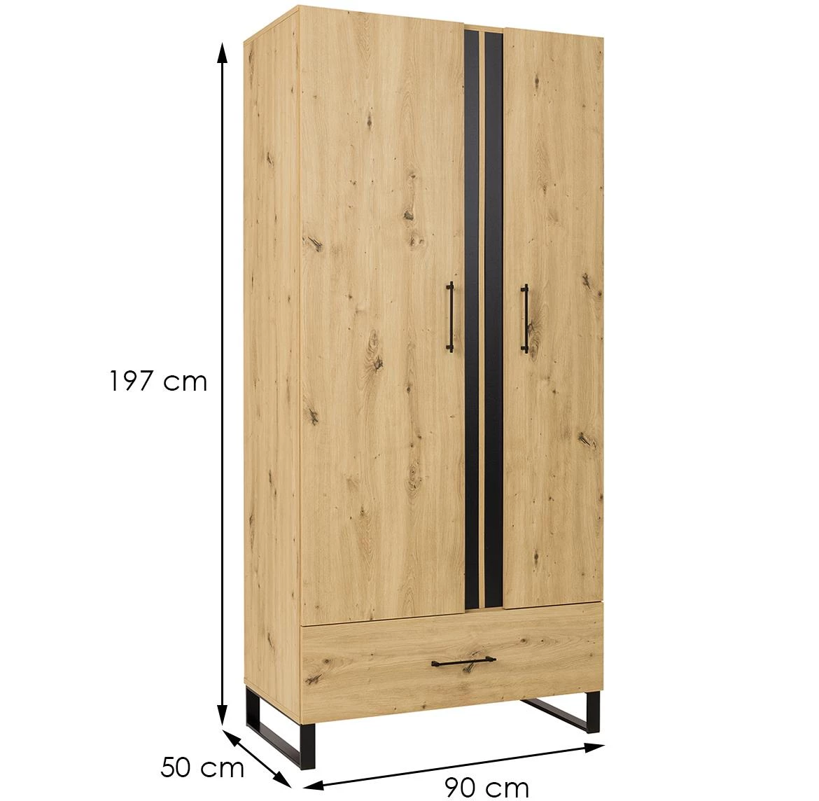 Francis ormar 2 vrata+1 fioka 90x50x197 natur (artisan hrast)