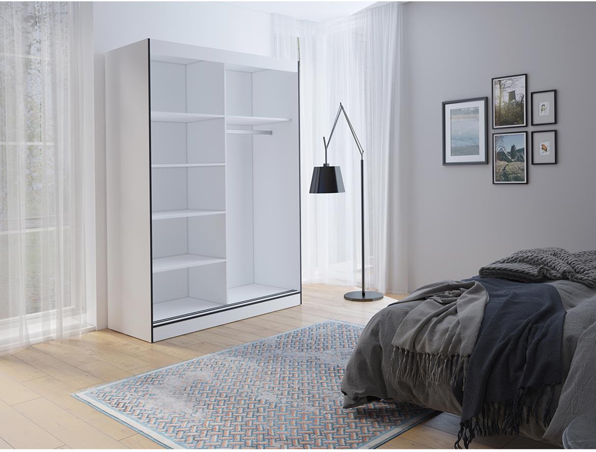 Oslo ormar 2 vrata 150x65x216 belo/crni