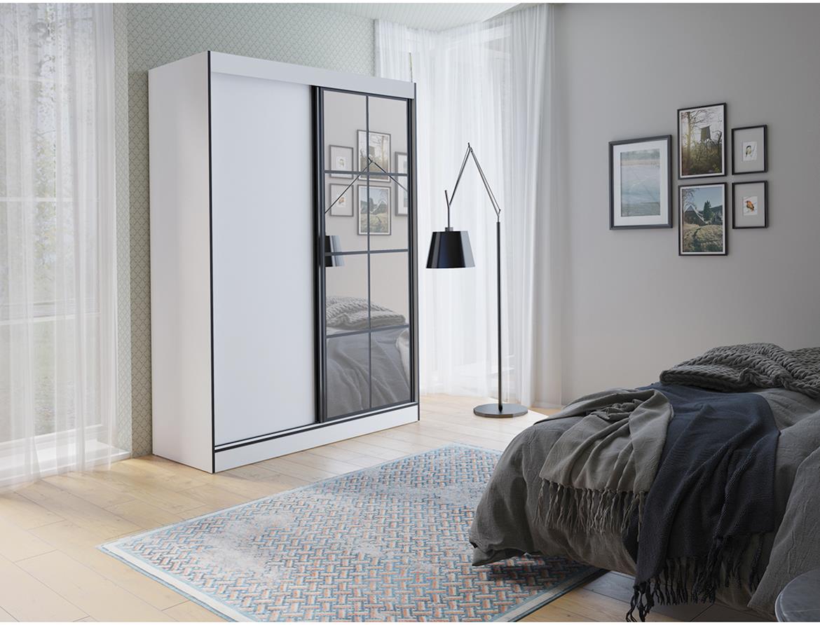 Oslo ormar 2 vrata 150x65x216 belo/crni