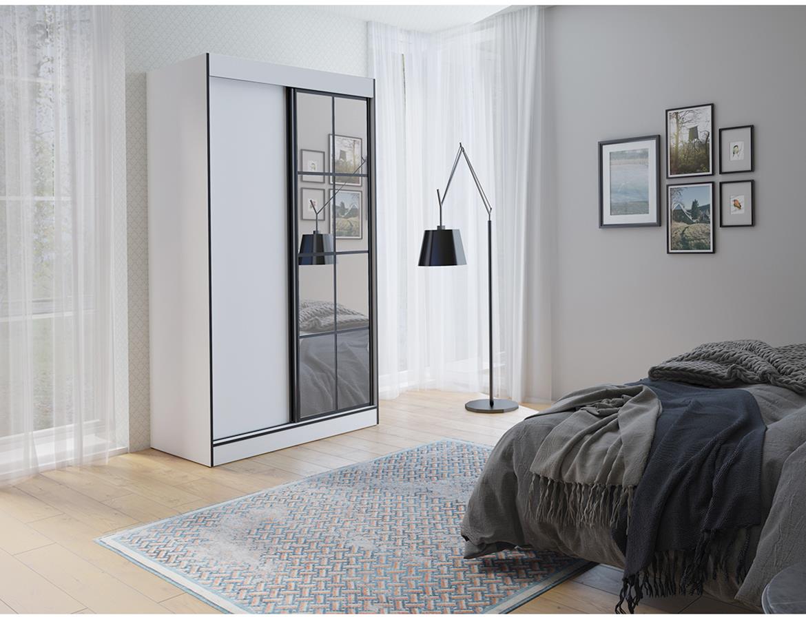 Oslo ormar 2 vrata 120x65x216 bijelo/crni