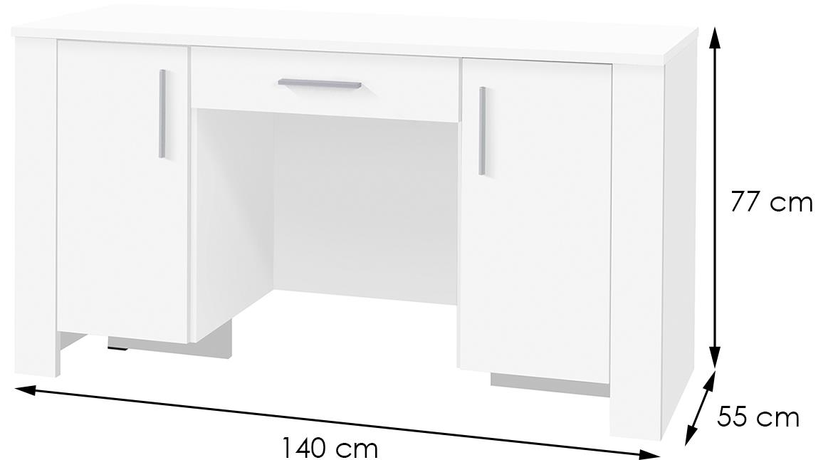 Cezar radni sto 2 vrata+1 fioka 140x55x77 beli