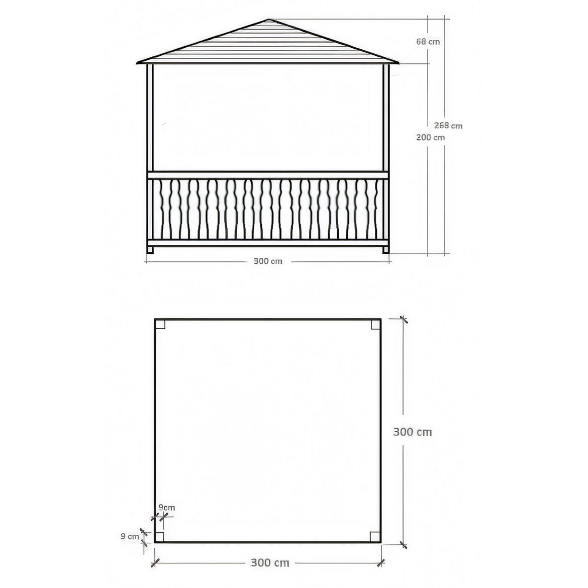 Paviljon cetvrtasti 3x3x2,7 m