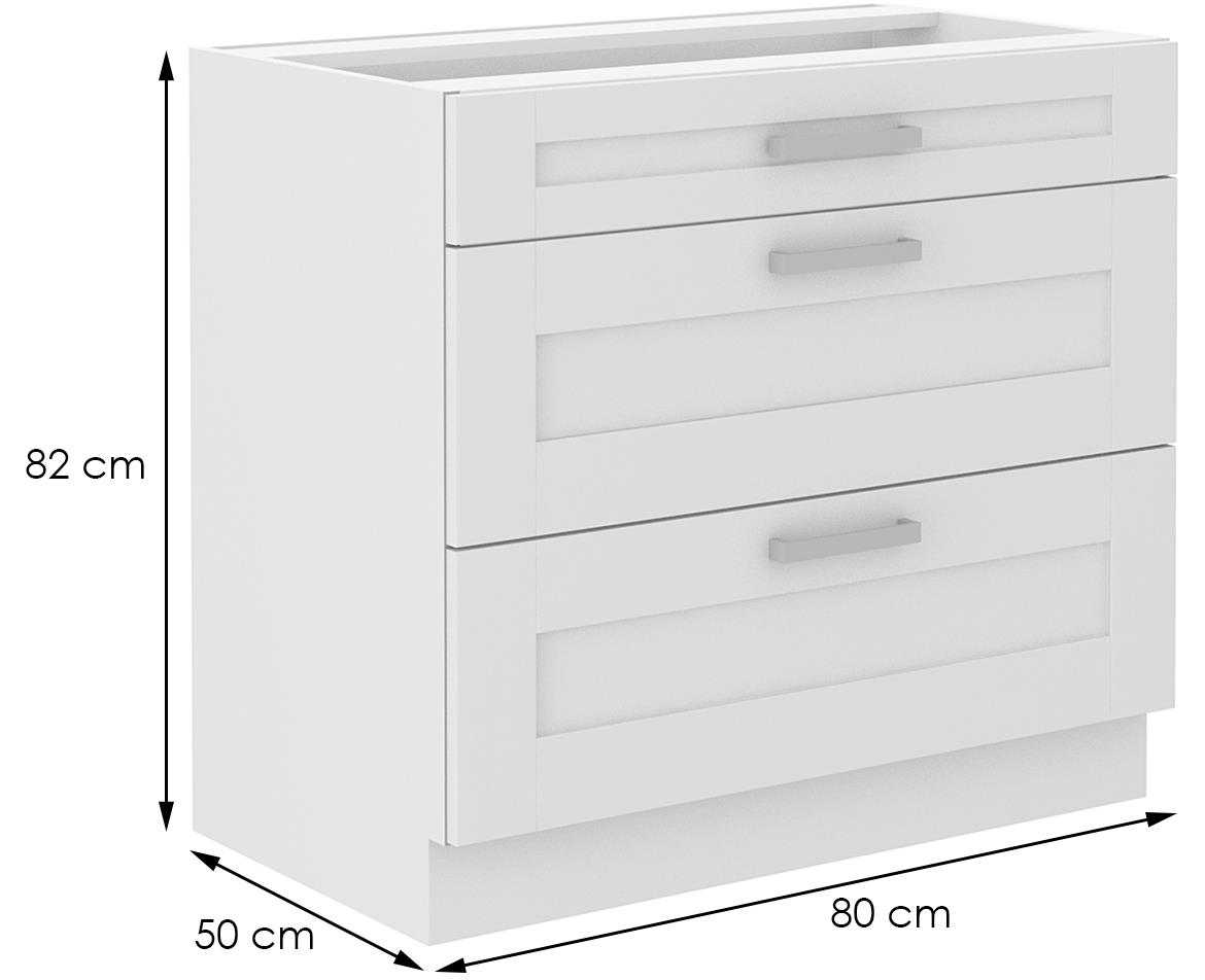 Luna kuhinjski element 3 fioke 80x52x82 beli