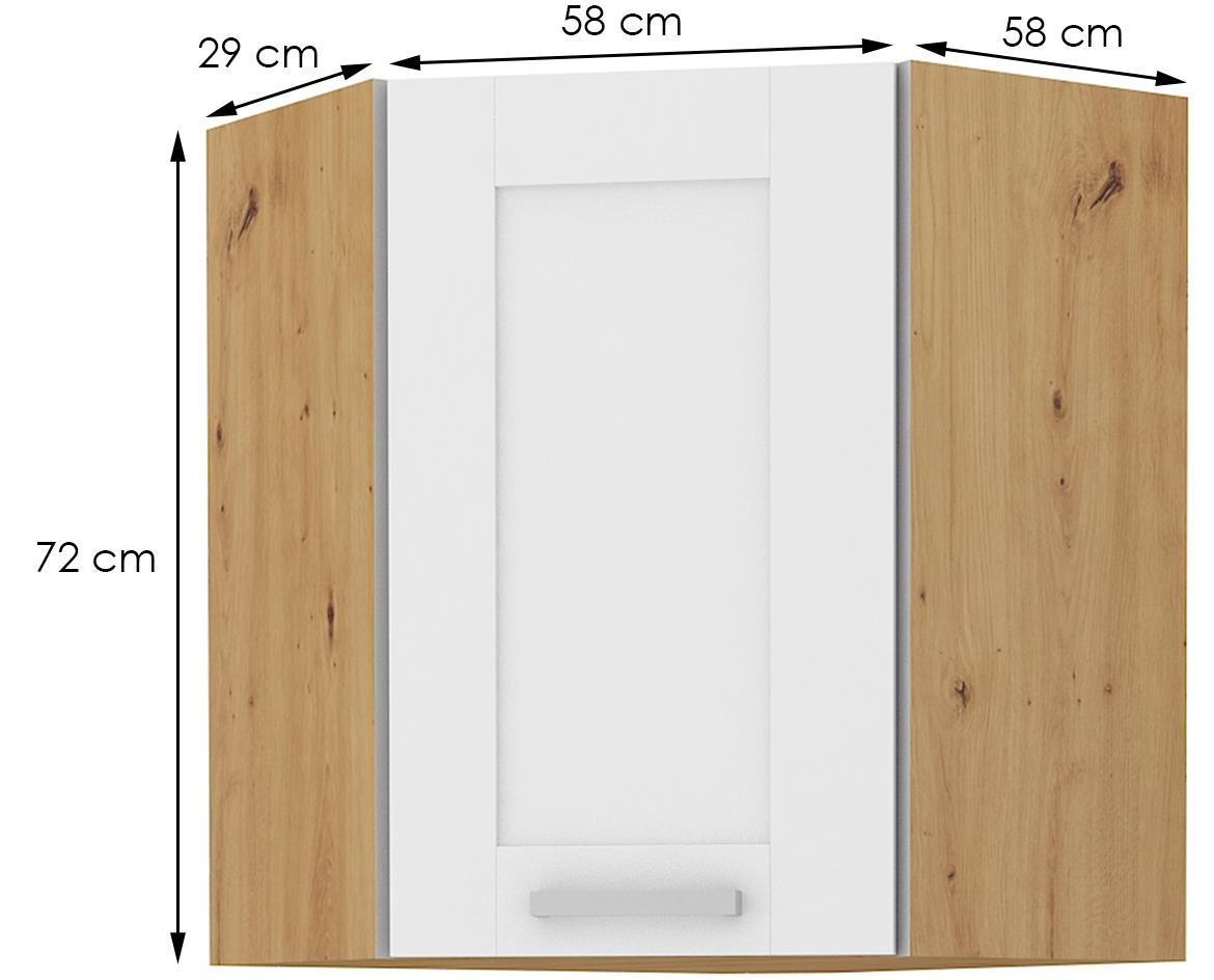 Luna ugaoni kuhinjski element 58x58x72 natur (artisan hrast)/bela