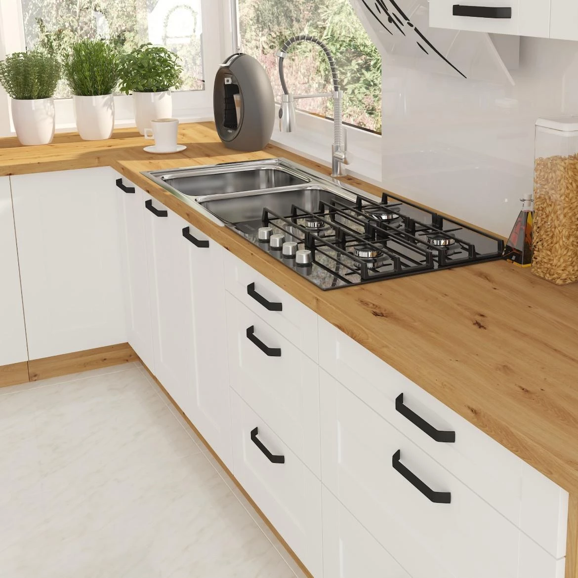 Luna kuhinjski element 2 vrata 80x52x82 beli/natur (artisan hrast)